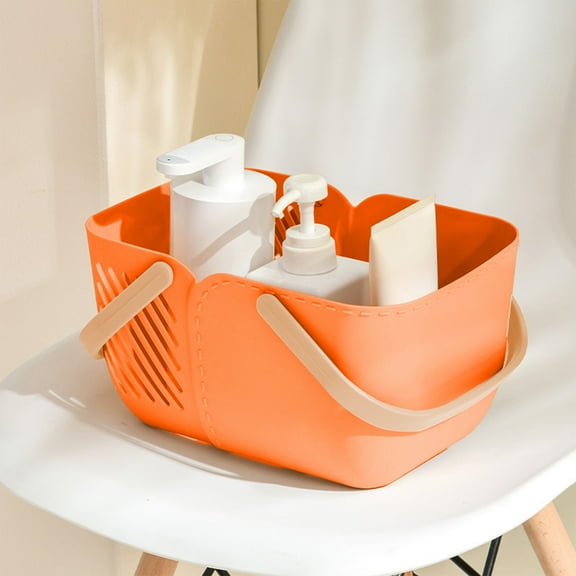 Portable Multi-Purpose Storage Basket | Ideal for Laundry, Bathroom, Swimming Gear, Grocery Shopping | Plastic | Green/Yellow/Orange/Pink | 28x19x15cm | Durable & Lightweight