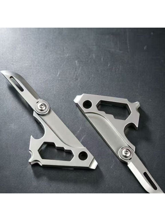 Portable Multi-Tool Keychain Folding Utility Knife, Tiny Stainless Steel EDC Cutting Tool with Bottle Opener for Daily Unpacking & Outdoor Use