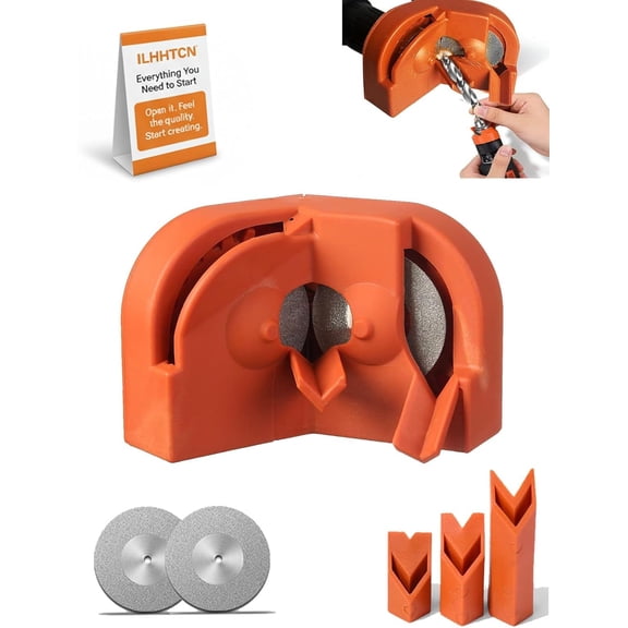 Portable Multi-function Drill Bit Grinding Sharpener for All Bits(5/64''- 5/8''), Circular Angle Grinder Drill Bit Sharpener Tool with Grinding Wheels Powered by Electric Drills
