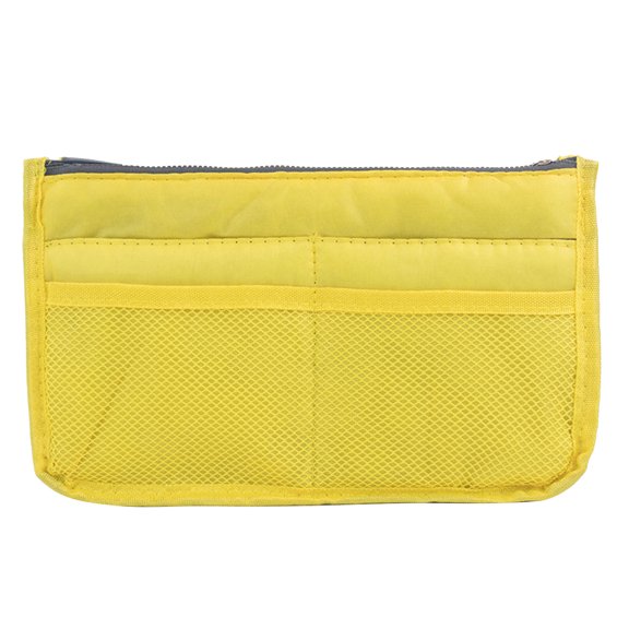 Portable Multifunction Dual Zipper Storage Bag Cosmetic Organizer Holder Storage Case,Yellow,Cloth