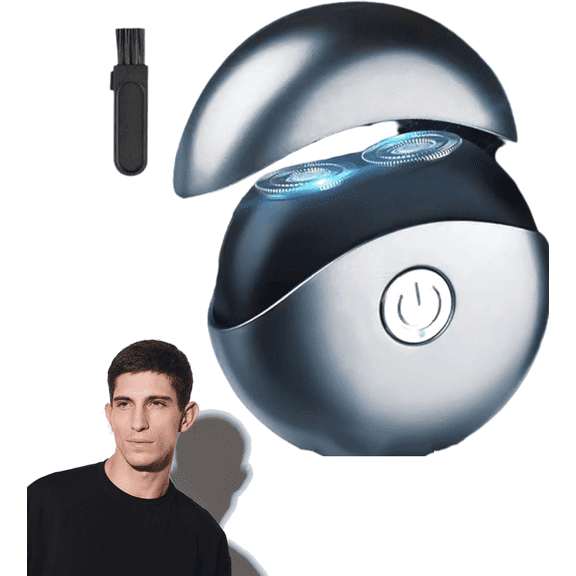 Portable Multifunctional Electric Shaver, Dual Ring Blades, IPX4 Waterproof, Long Battery Life Mini Shave for Home and Travel , Mini Modeling Shaver for Men(Silver)