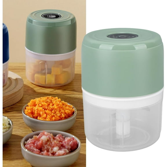 Portable Multifunctional Food Grinder, 250ml Electric Garlic Chopper, Food Processor USB Charging for Vegetable, Baby Food Seasoning, Grinding Dry Fresh Herbs and Spice, Green