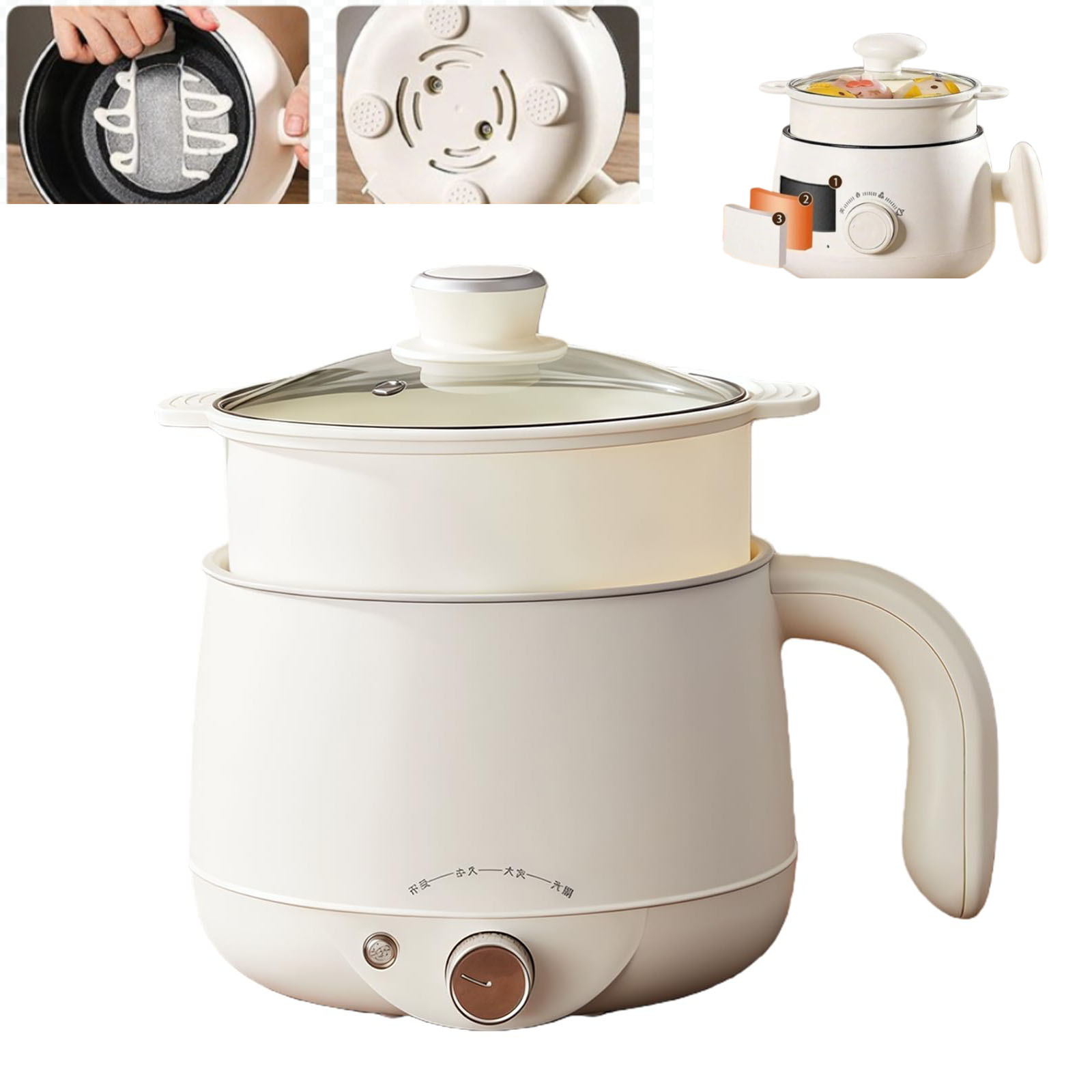 Portable Multifunctional Non-Stick Electric Pot, 600W Fast Boiling Electric Hot Pot, Thickened Coating, Anti-scalding Grip, for Fried Rice, Ramen, Dorm Home Travel