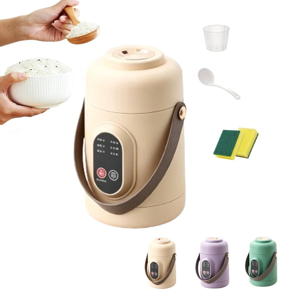 Portable Multifunctional Pot, 500W Portable Mini Electric Cooker with Non-stick Ceramic Glaze & Steamer, Compact Travel Ramen Pot for Dorm, Office, Soup, Oatmeal (Khaki)