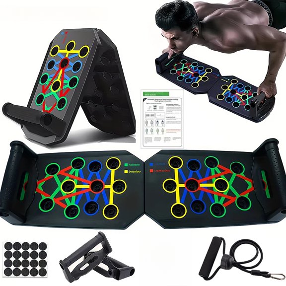 Portable Multifunctional Push-up Board Set With Handles Foldable Fitness Equipment For Chest Abdomen Arms And Back Training