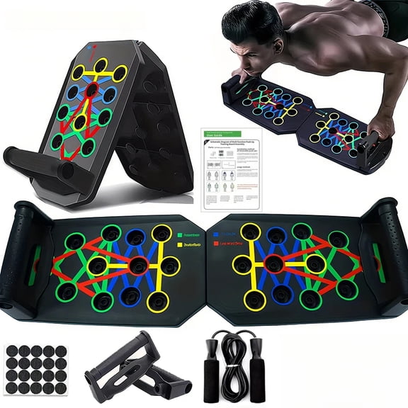 Portable Multifunctional Push-up Board Set With Handles Foldable Fitness Equipment For Chest Abdomen Arms And Back Training