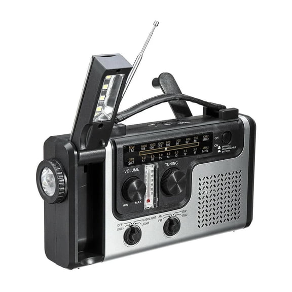 Portable Multifunctional Radio Hand Crank Solar Dynamo Powered AM/FM/SW1 Weather with Flashlight LED Reading Light - GREEN