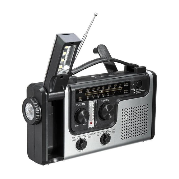 Portable Multifunctional Radio Hand Crank Solar Dynamo Powered AM/FM/SW1 Weather with Flashlight LED Reading Light