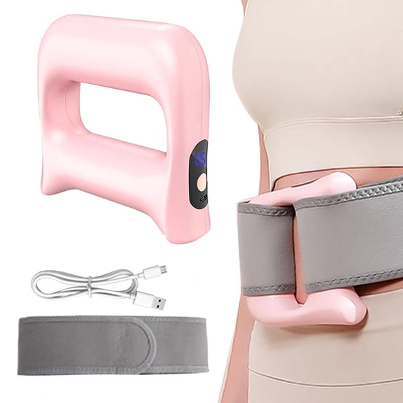 Portable Muscle Relaxation Belt with Deep Tissue Vibration Massage for Waist, Back & Legs, Adjustable Levels, Fast Charging, Includes Waist Strap & USB Cable, Pink