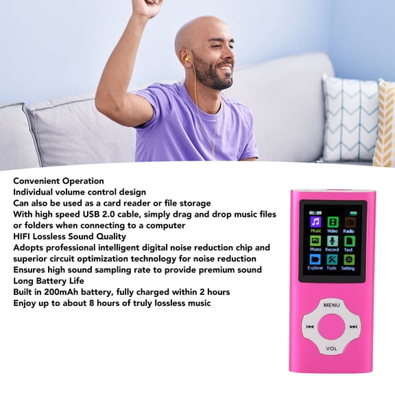 Portable Music Player With Lossless Sound, Supports MP3, WAV, FLAC Video Playback, 64GB Expandable