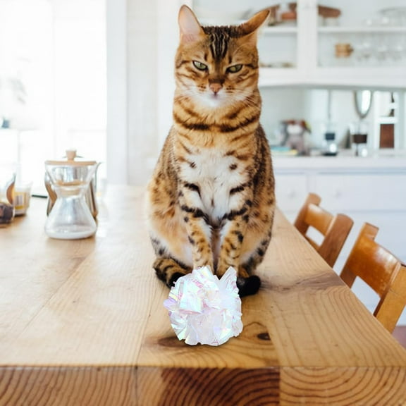 Portable Mylar Crinkle Ball Cat Toys Bite Resistant Attract Cats Attention Soft Rattle Paper Ball Cat Toy for Cat Supplies Entertainment Toy