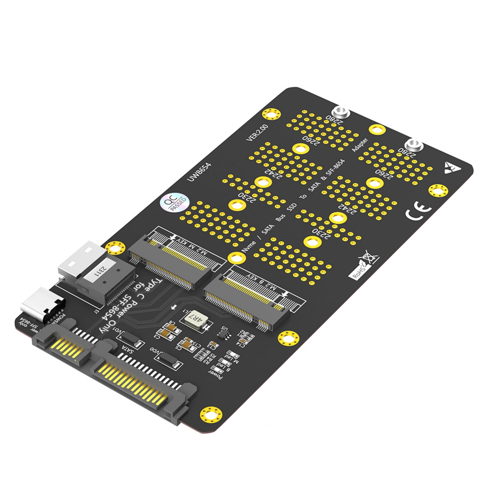 Portable NVMe to SATA3 & SFF8654 Interfaces Card for Easy Hard Drives Upgrades and Data Backup