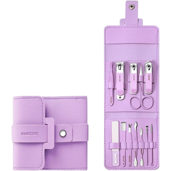 Portable Nail Clipper Set (12/16pcs), Folding Leather Nail Clipper Set, Easy Storage Manicure Kit with Clippers, Cuticle Trimmer & Care Tools, Compact Manicure Kit