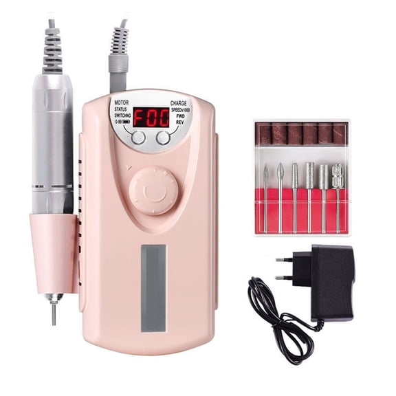 Portable Nail Drill Professional 30000 RPM, Rechargeable Electric Nail File Machine E File For Acrylic Nails Gel Polishing Removing, Cordless Efile With Bits Kit For Manicure Salon Home