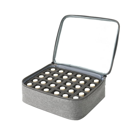 Portable Nail Polish Organizer Case Holds 30 Bottles, Manicure Storage Bag with Adjustable Dividers, Travel Cosmetic Makeup Holder for Women