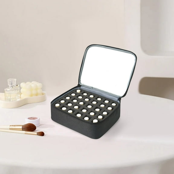 Portable Nail Polish Organizer Holds 30 Bottles Manicure Travel Storage Gray Design