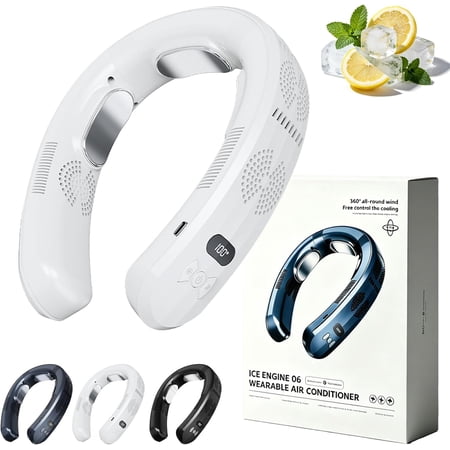Portable Neck Air Conditioner Fan, Ac Necks Fan Cold Airs Conditioners with LED, 3 Modes, Quiet, Lightweight Suitable for Outdoor Travel and Sports (White)