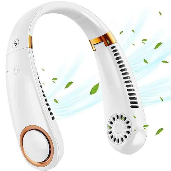 Portable Neck Fan 4.5W 3000mAh USB Rechargeable Wearable Neckband Fans Foldable Hands Free Bladeless Cooling Quiet Fans for Travel Sports Office Outdoor,White