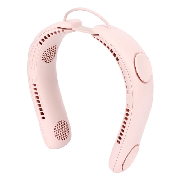 Portable Neck Fan 4 Blades 3 Speeds USB Rechargeable Foldable Hands Free Quiet Cooling Face Fan for Outdoor Travel Home Office 10.24 in / 26 cm Pink