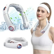 Portable Neck Fan, 4 Turbo Foldable Hands Free Bladeless Fan, 6000mAh USB Rechargeable Personal Fan with 360°Cooling Airflow, 3 Speeds Adjustment for Home, Office and Outdoor Travel (White)