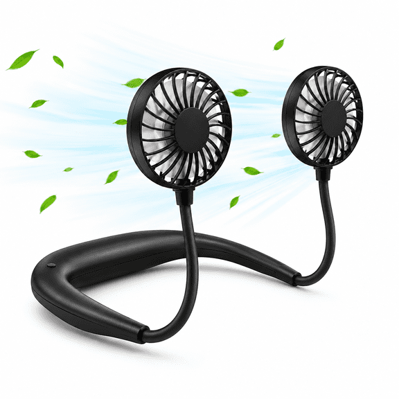 Portable Neck Fan, Hand Free Sports Fan USB Rechargeable (3 Speed Adjustable), 360 Degree Free Rotation Instant Cooling Fan for Sports, Traveling, Office, Reading