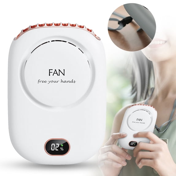 Portable Neck Fan, Hands-Free Quiet Wearable Personal Fan with 3 Speeds, Lightweight USB Rechargeable Cooling Fan with Lanyard & Bracket for Travel Outdoor Home(C)