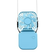 Portable Neck Fan Mini Quiet Handheld Personal Foldable USB Rechargeable Fan Operated for Home Office Outdoor Travel, 800mAh Hands Free Necklace Fans (Blue)