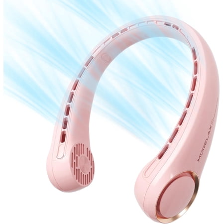 Portable Neck Fan Rechargeable Bladeless Fan, Wearable Quiet Fan for Outdoor Indoor, 3 Speeds Adjustable, 4000 mAh Battery-Pink