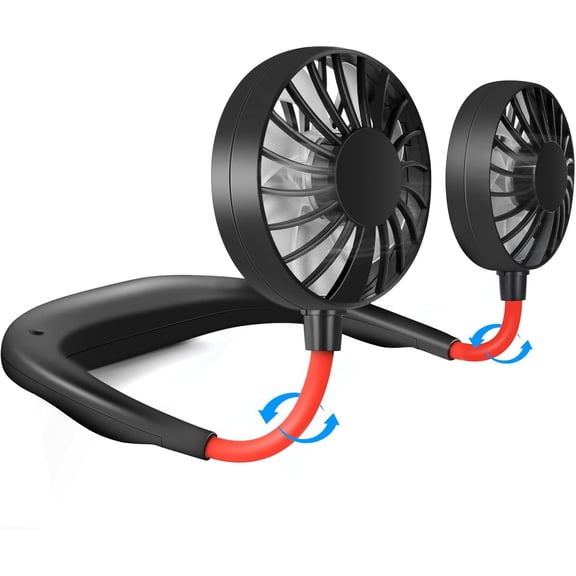 Portable Neck Fan Rechargeable Personal Hand-Free Fan Mini USB Wearable Neckband Sport Fan, 3 Speed Adjustable, 360 Degrees Free Rotation Perfect for Working, Traveling, Office, Reading (Black)