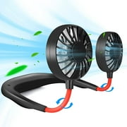 Portable Neck Fan Rechargeable Personal Hand-Free Fan Mini USB Wearable Neckband Sport Fan, 3 Speed Adjustable, 360 Degrees Free Rotation Perfect for Working, Traveling, Office, Reading (Black)