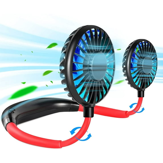 Portable Neck Fan Rechargeable Personal Hand-Free Fan Mini USB Wearable Neckband Sport Fan, 3 Speed Adjustable, 360 Degrees Free Rotation Perfect for Working, Traveling, Office, Reading