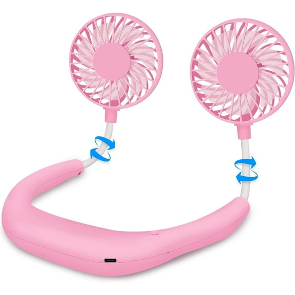 Portable Neck Fan Rechargeable USB Hands-Free Fan Personal 360° Double Headed Free Rotation 3 Speed Adjustable Wearable Face Mini Small Fan Perfect for Working, Office, Reading, Traveling