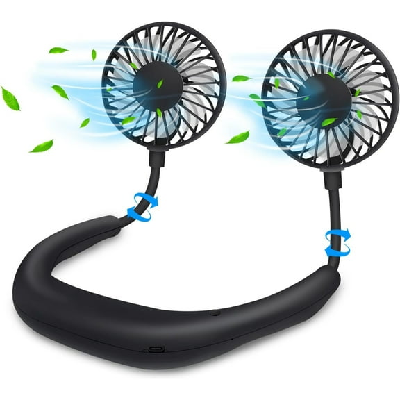 Portable Neck Fan Rechargeable USB Hands-Free Fan Personal 360° Double Headed Free Rotation 3 Speed Adjustable Wearable Face Mini Small Fan Perfect for Working, Office, Reading, Traveling
