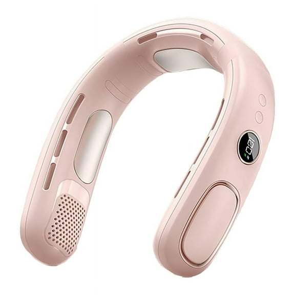 Portable Neck Fan with Semiconductor Cooling Plate That Blow Cold Air Bladeless Neck Air Conditioner for TravelCamping,C,1 * Neck halter refrigerator 1 * USB cable,Pink