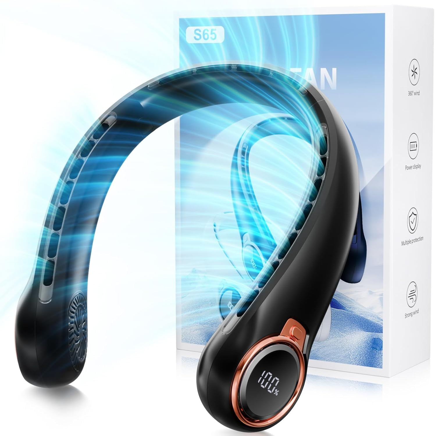 Neck Fans Battery Portable Neck Fan with 6000mAh USB - Rechargeable Battery, Ultra-Light ...
