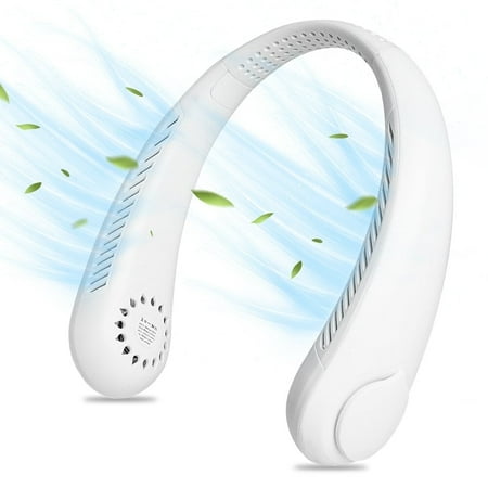 Portable Neck Fans, Hands Free Bladeless Fan, Neck Fan Rechargeable 4000 mAh Battery Operated Wearable Personal Fan, 3 Speeds-White