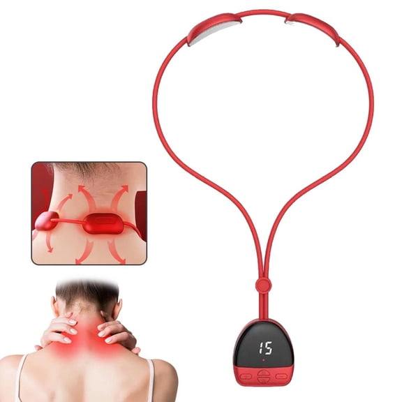 Portable Neck Massager with Heat, 6 Massage Modes & 15 Intensity Levels, Rechargeable Neckband Massager with Digital Display for Office, Home, Travel and Daily Relaxation