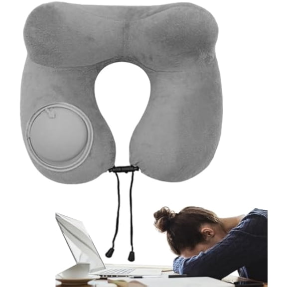 Portable Neck Pillow – u Shaped Air Cushion, Easy-to-Carry Travel Pillow with Storage Bag, Washable Cover | Comfortable Support