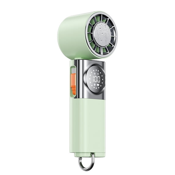Portable Neck and Waist Fan with Digital Display, Rechargeable Hands-Free Fan, Foldable Design for Summer Travel, Hiking, Outdoor Sports, and Camping , 1Pack Light Green