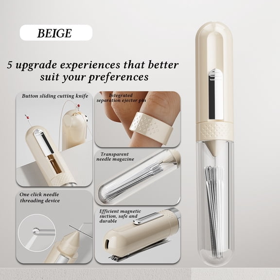 Portable Needle Threader, Multi-Functional Hand Sewing Tool, Easy Threader & Seam Ripper, Durable Household Sewing Thread Puller for Sewing Enthusiasts Travel Home Use