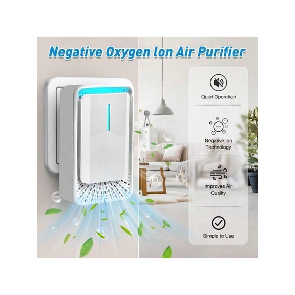 Portable Negative Ion Air Purifier - Silent Operation, Removes Allergens, Smoke, Odors, Dust, Pet Dander - Compact for Home, Bedroom, Office
