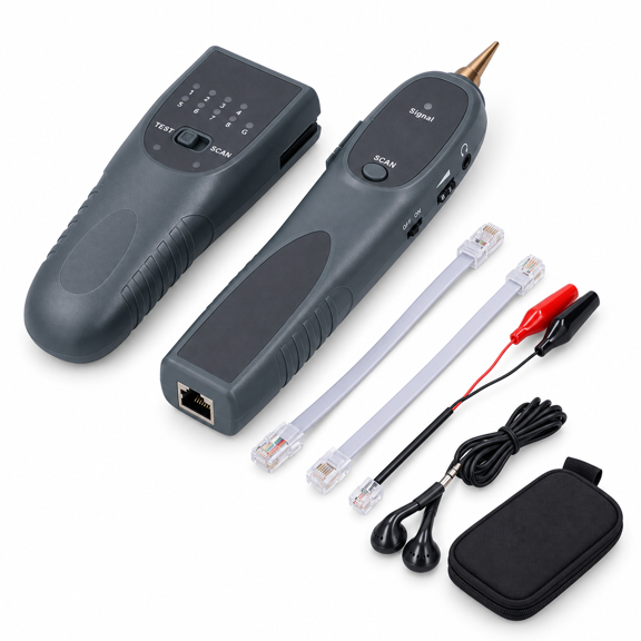 Portable Network Cable Tester Kit Line Finder for Power Electrical Wiring, 9.45 inches / 24 cm Wire Tracker Tone Generator with Headphone, ABS Tool