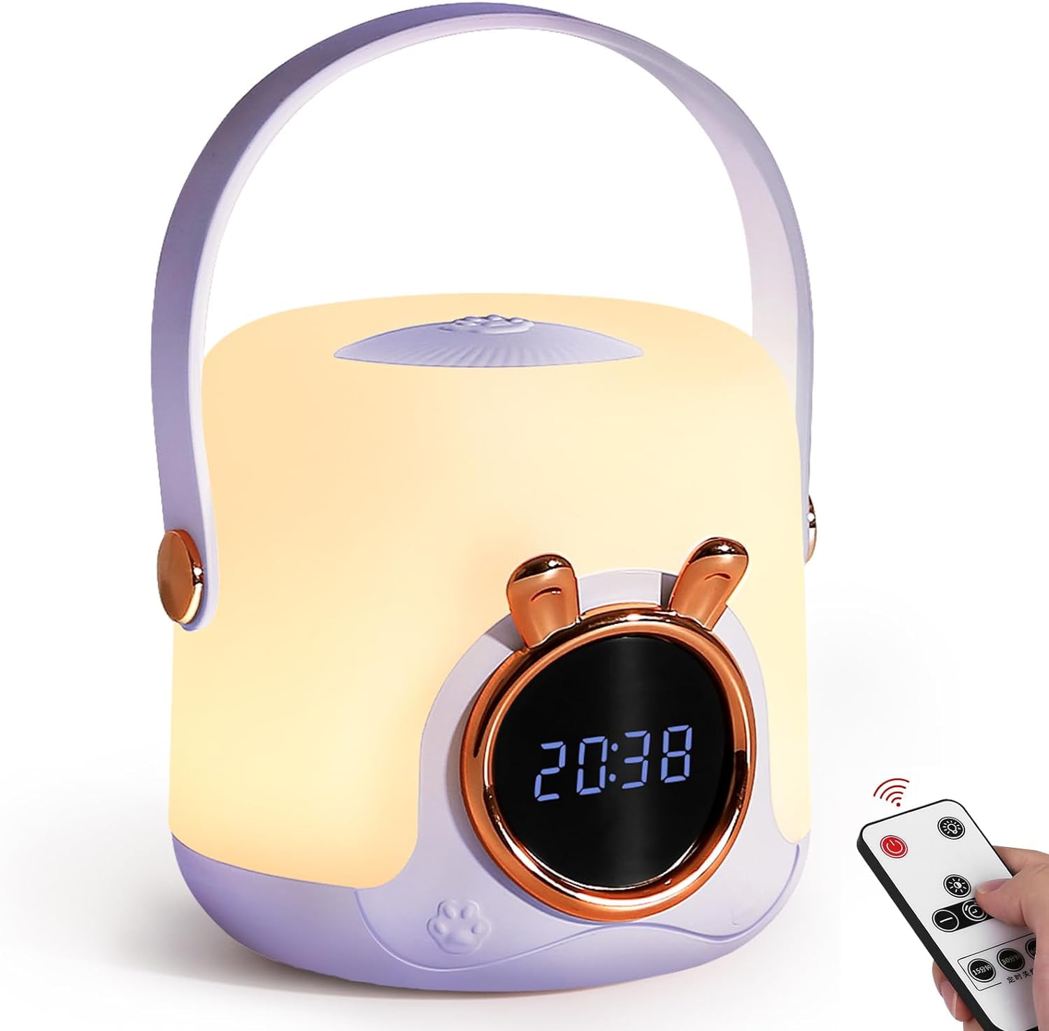 Portable Night Light with Clock for Kids,Touch Night Light for Baby