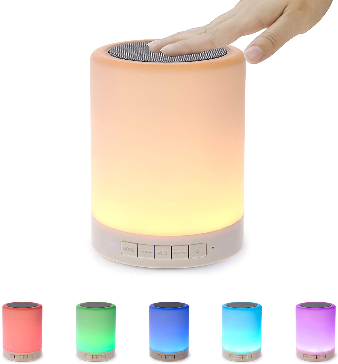 Portable Night Light Wireless Bluetooth LED Speaker Color White ...