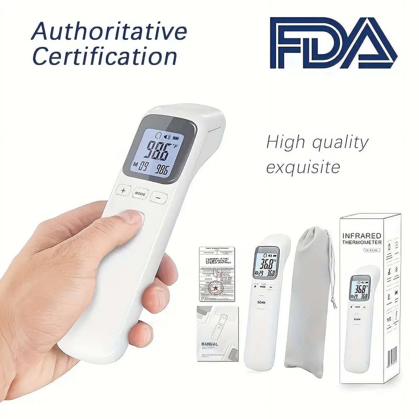 Portable NoTouch Forehead Thermometer, Digital Infrared Thermometer