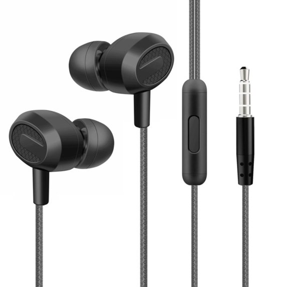 Portable Noise Canceling Earbuds Music Earphones 3.5mm In Ear InEar Microphone Earphones Headphones Wired Headset BLACK