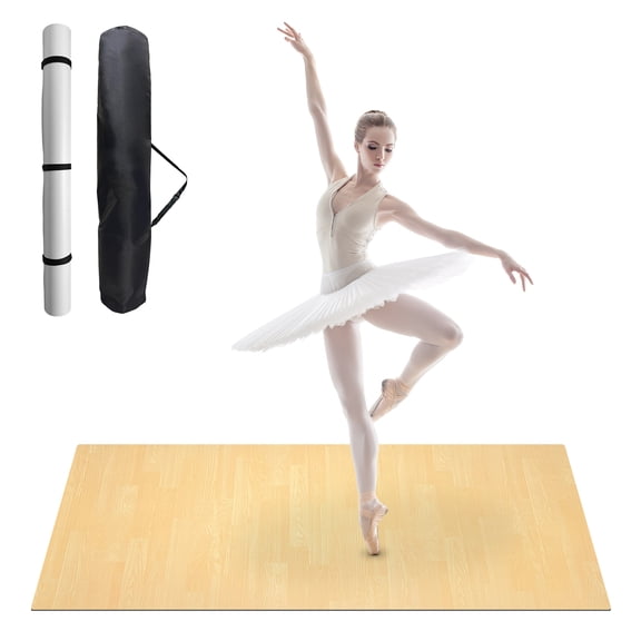 Portable Non-Slip Dance Floor Mat 6x4ft - 5mm Thick PVC Marley for Ballet, Jazz, Fitness, Home Gym - Durable, Easy to Clean, Storage Bag - Color: Wood Grain