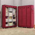 thumbnail image 1 of Portable Non-Woven Fabric Closet Organizer, Modular DIY Wardrobe Cabinet with Adjustable Shelves & Hanging Rod, Tool-Free Assembly, Large Storage Cabinet Red, 1 of 6