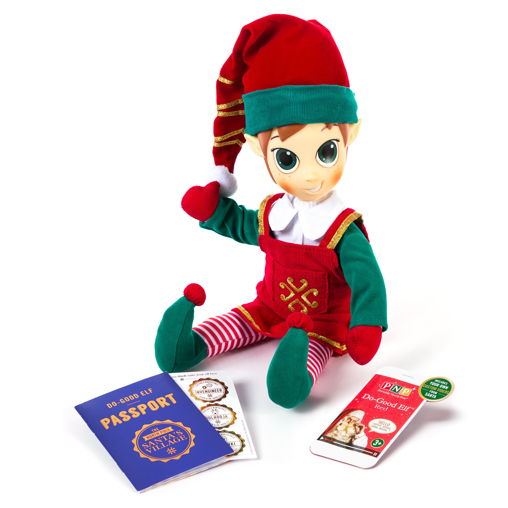 Portable North Pole Red Do-Good Elf™ with Personalized Video Messages from Santa - image 1 of 12