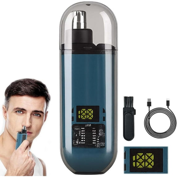 Portable Nose Hair Trimmer, 2 in 1 Nose and Ear Hair Trimmer for Men, Nose Hair Trimmer Clipper with LED Display for Women, USB Rechargeable, IPX7 Waterproof for Easy Cleansing